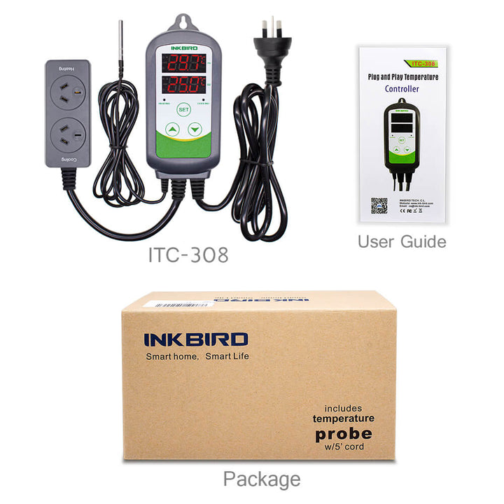 Inkbird Grow Room Temperature/Fan/Heater Controller ITC-308 (UK and EU versions only) - MIGROLIGHT